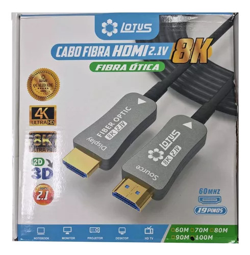 Cabo Hdmi 2.1 8k 100 Metros Fibra Optica - Lotus