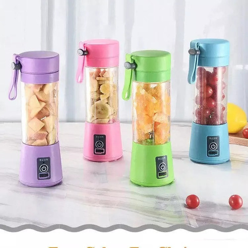Mini Licuadora De Frutas Portátil Carga Usb Exprimidor 380ml Color Verde