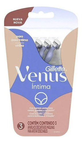 Rastrillo Gillette Venus Íntima Con Barrera Protectora 3pzas
