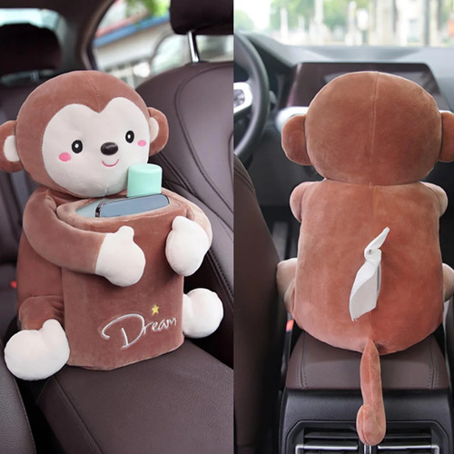 De Soporte Para Caja De Pañuelos De Coche, Mono Marrón