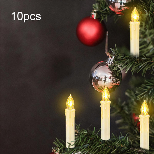 10 Piezas De Luces De Vela Con Clip Para Árbol Con Control