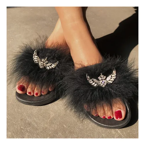 Sandalias de moda peludas hot sale