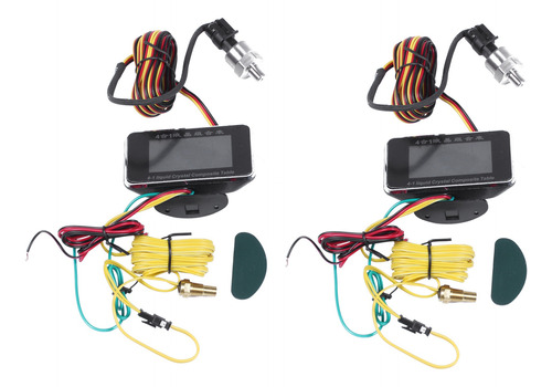 2 Manómetros Digitales De 12 V/24 V, 4 En 1, Lcd, Para Coche