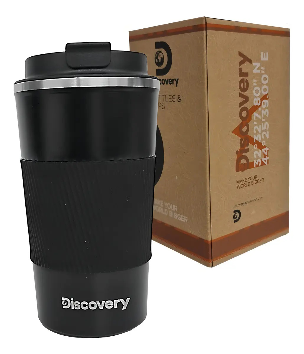 Vaso Térmico Cafetero 510 Ml Tapa Hermética Rosca Discovery Color Negro Vaso Cafetero
