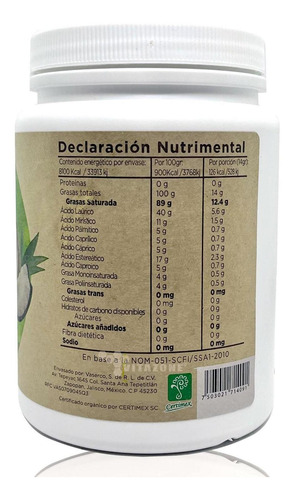 Imagen 6 de 7 de Aceite De Coco Virgen Orgánico 1 Lt E-nature