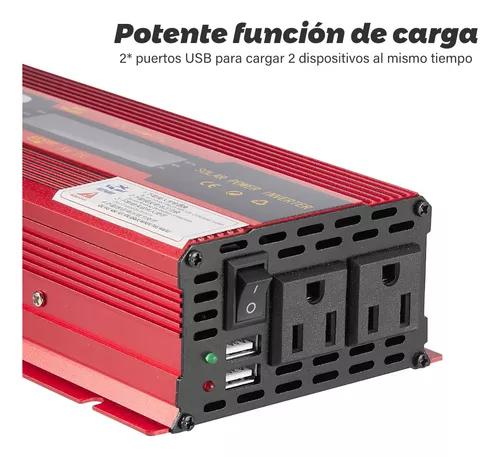  Inversor de corriente (pico 4000 W), inversor de onda  sinusoidal pura 2000W-12V/24V a 220V/110V convertidor de voltaje de  vehículo con puerto USB, se puede conectar directamente a la batería del  automóvil