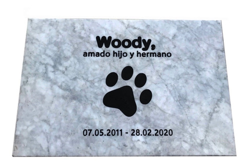 Imagen 1 de 3 de Placa Recordatoria Mascota Perro Gato Mármol, Personalizadas