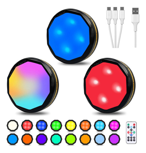 Luces Led De Disco De 16 Colores Con Control Remoto