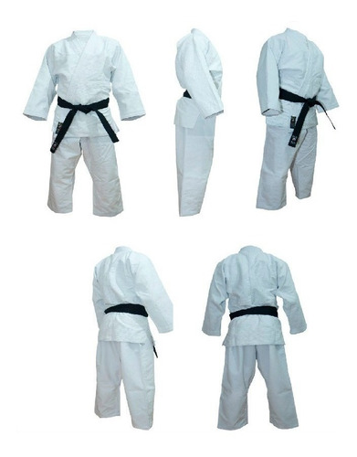 Imagen 3 de 8 de Judogi Shiai Tramado Mediano Blanco Talles 4-8 Uniforme Judo