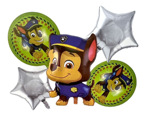 Set 5 Globos Metálicos Diseños Infantiles Paw Patrol 