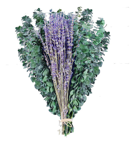 15 Tallos De Eucalipto Y Flores De Lavanda Secos Y Preservad