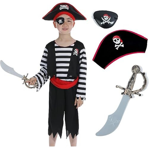 Disfraz De Pirata Niños Sombrero De Pirata, Parche Ojo...