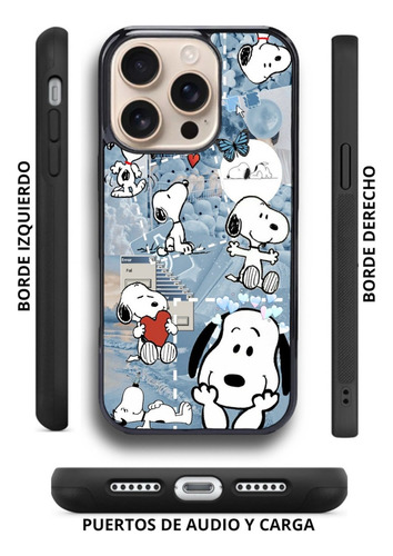 Funda Antigolpes Para Iphone Y Otros Snoopy Collage No.9 Negro Iphone 14 Pro