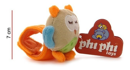 Imagen 2 de 2 de Peluche Sonajero Agarre Animal Buho Pollito Phi Phi Toys