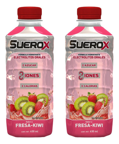 Bebida Hidratante Suerox 8 Iones Fresa-kiwi 630 Ml (2 Pack)