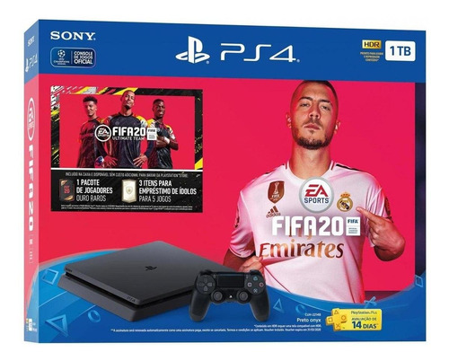 Sony PlayStation 4 Slim 1TB FIFA 20/Extra DualShock 4 Controller cor  preto onyx 2020