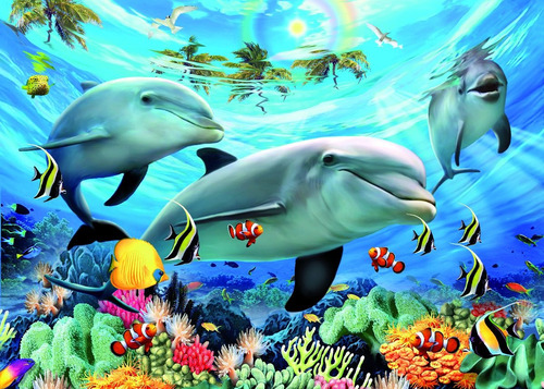 Adesivo Decorativo Golfinhos Peixes 1,80x 2,0 Mts