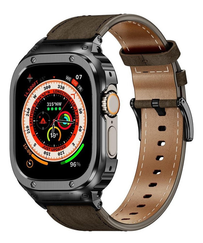 Funda De Metal+correa De Piel Para Apple Watch Ultra 8 Se 7