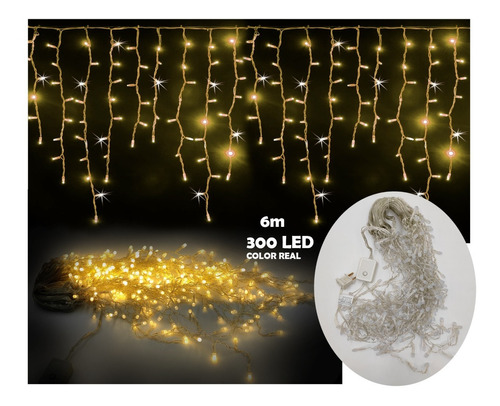 Cascada Navideña Blanco Calido Serie De Navidad 6m 300 Led