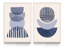 Comprar Quadros Decorativos Abstrato Minimalista Azul Geometria Sala
