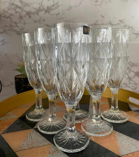 Set De 6 Copas Flauta Champagne 188ml Vidrio