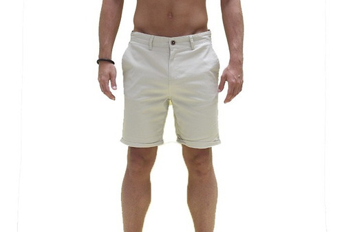 Imagen 3 de 6 de Bermuda Gabardina Con Elástico Y Doblés