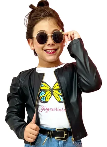 Jaqueta infantil store couro ecologico