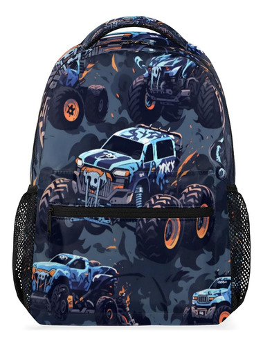 Mochila Infantil Monster Truck Para Mochila Escolar, Color-0