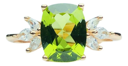 Anillo Ajustable Con Piedra De Olivo Para Mujer, Diseño Geom