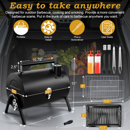 Parrilla Portátil De Carbón 2 En 1 Para Barbacoa Camping Color