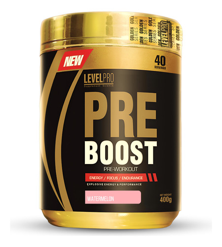 Pre Boost 40 Serv Level Pro, Pre Entreno Citrulina Arginina Sabor Watermelon