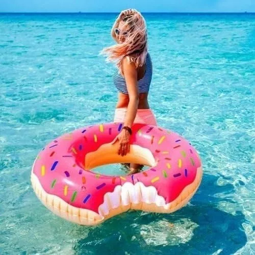 2pzs Llanta Dona Inflable Mordida Flotador Alberca 70cm Rosa