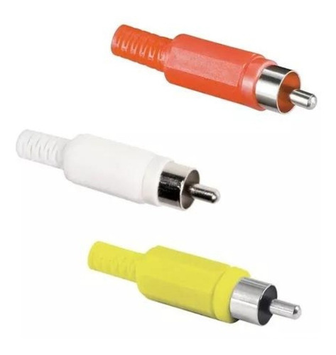 Conector Rca Macho, 3 Colores. Audio. Set De 3 Unidades