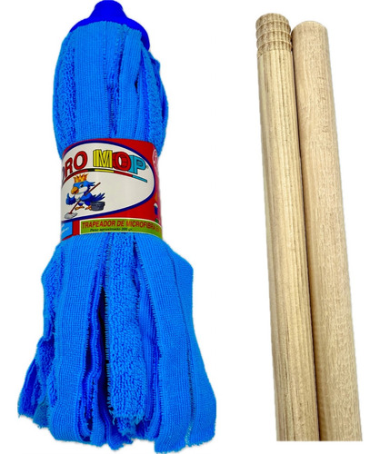 1 Mechudo Trapeador De Microfibra Loro Mop C/bastón Madera