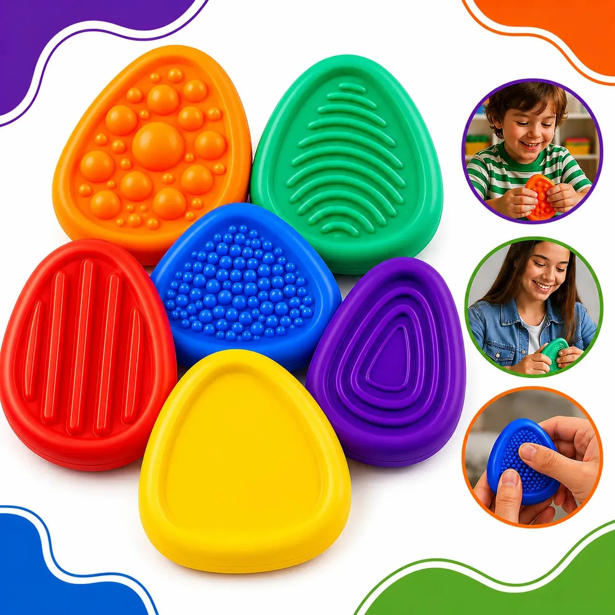 Kit 6 Pedras Sensoriais Antiestresse Fidgets Toys Folding Brinquedo Tátil Relaxante Ansiedade Clube Educativo