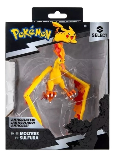 Pokemon Select - Moltres - Articulada con Soporte Figura de Batalla Coleccionable