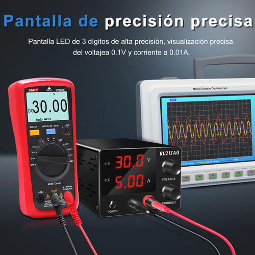 Fonte de alimentação variável Nice-Power 3 Display LED digital ajustável regulado 30 V 10 A, cor branca