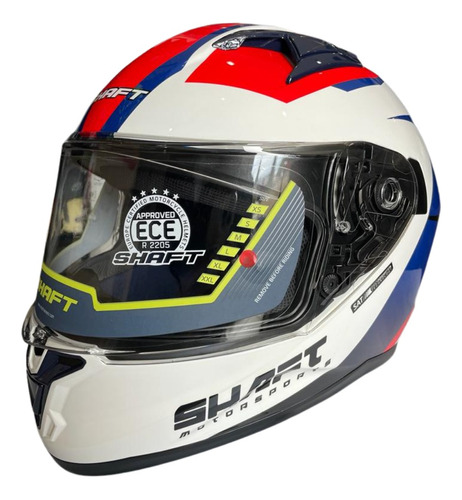 Casco Shaft Sh522 Blanco Azul Motorsport  Cerrado