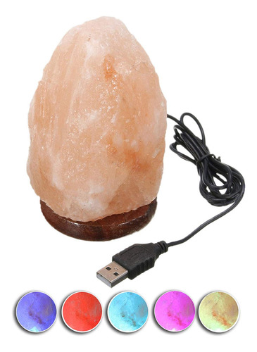 Lampara Sal Natural Usb Himalaya Cristal Roca Tallada Mano