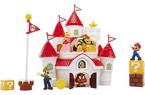 Castillo Melocotón De Princesa Super Mario Con 5 Figuras