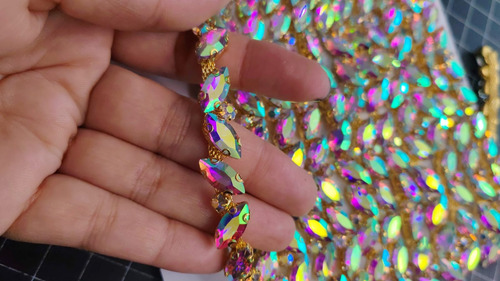 Aplicacion De Strass Tira De 4.5mts X 10mm Dorado/tornasol