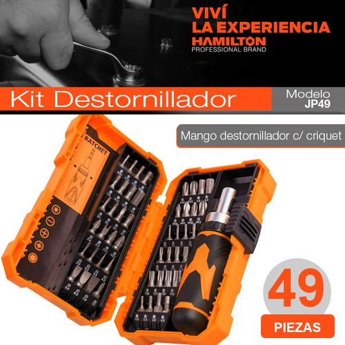Kit De Puntas Destornillador 49 Piezas Hamilton Herramientas