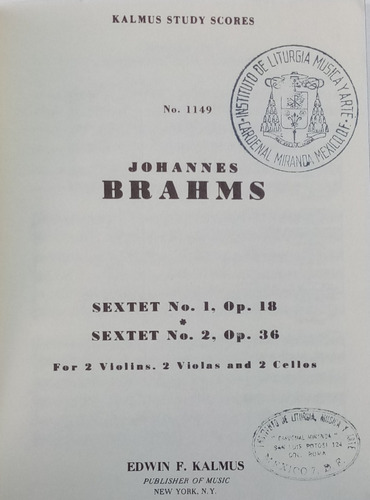 Sexteto No. 1 Op18 Y No. 2 Op36 2 Violines 2 Violas 2 Chelos
