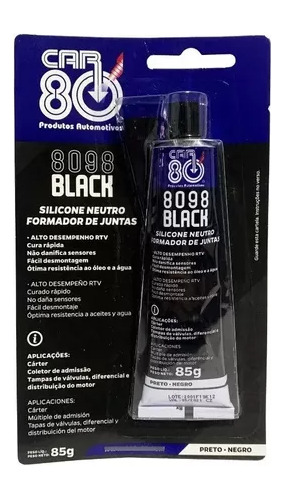 Cola Motor Silicone Alta Temperatura Preta Black Car 80 85g