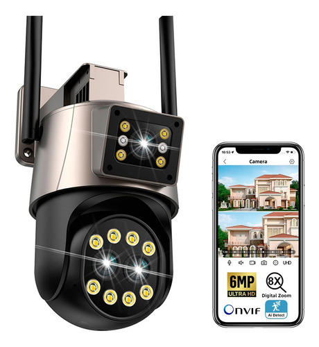 Cámara De Vigilancia Ptz Cctv Exterior Inalámbrica Alexa 6mp