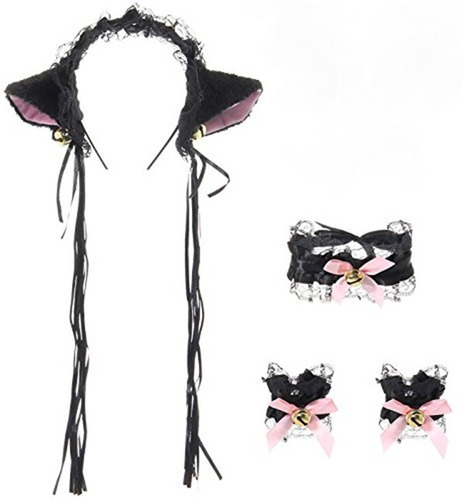 Maidcore Conjunto Con Puntillas, Orejitas Neko Gato