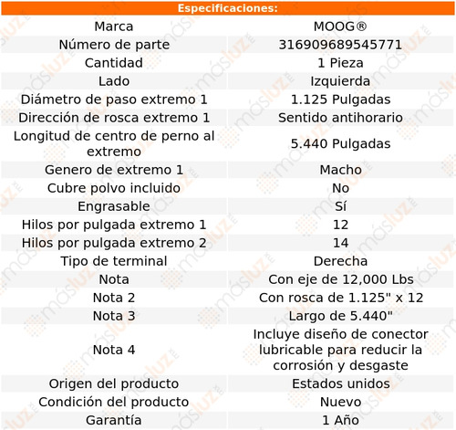 1- Terminal Exterior Izquierda Cft8000 1988/1990 Moog
