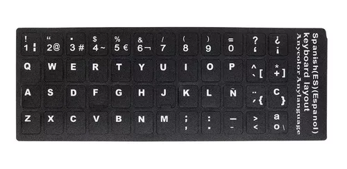 Pegatinas de teclado latinoamericano español fondo transparente letras  blancas para portátiles PC cualquier computadora escritorio