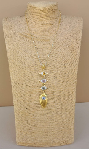 Imagen 1 de 1 de Collar Cadena Con 3 Ojos Y Dije Punta