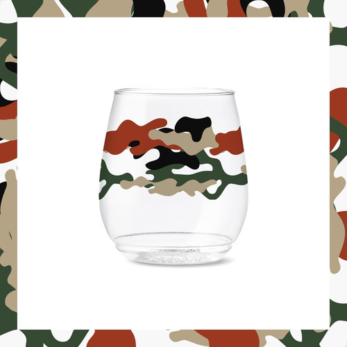 Tossware Pop Serie Vino Camo De 14 Oz, Juego De 6, Vasos Imp